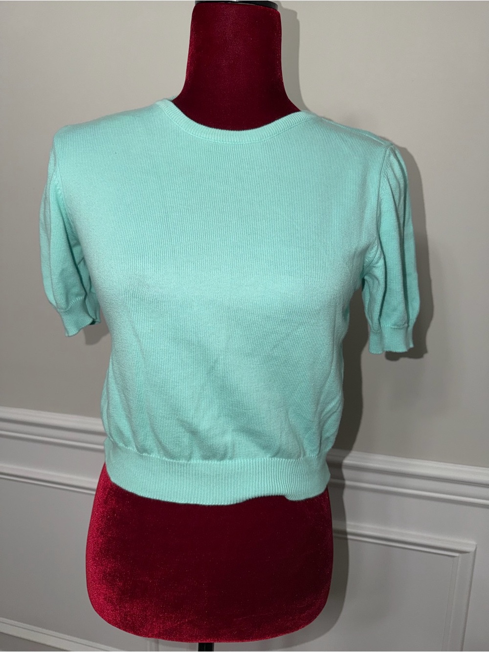 Sisley Mint Short Sleeve Knit Top Sz XS Italy